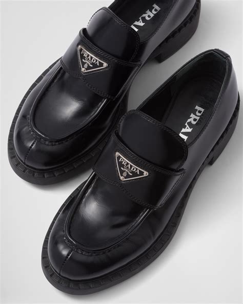 prada leather womwn loafers|platform prada loafers.